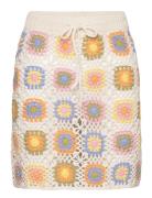 Crochet Mini Skirt Kort Nederdel Beige Mango