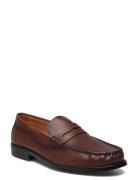 Leather Penny Loafers Loafers Flade Sko Brown Mango