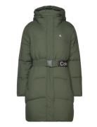 Logo Belt Long Puffer Foret Jakke Green Calvin Klein Jeans