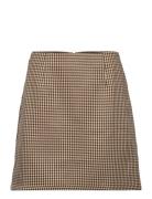 Short Skirt In Houndstooth Kort Nederdel Beige Coster Copenhagen