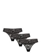 Brief Lacey Thong Low 3 Pack G-streng Undertøj Black Lindex