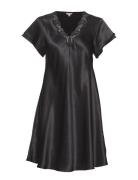 Pure Silk - Nightgown W.lace, Short Nattøj Black Lady Avenue
