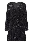 Vibarina Wide Sleeve Glitter Dress Kort Kjole Black Vila