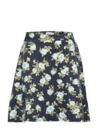 Mschoribella Skirt Aop Kort Nederdel Blue MSCH Copenhagen