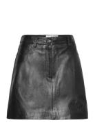 Slfbeatrice Mw Mini Leather Skirt B Kort Nederdel Black Selected Femme