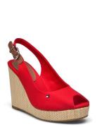 Iconic Elena Sling Back Wedge Espadrillos Med Hæl Sandal Red Tommy Hil...