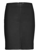 Objbelle Mw Supercoated Skirt Knælang Nederdel Black Object