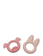 Tiny Bio Teether Ring Red & Beige-2 Pcs Toys Baby Toys Teething Toys P...