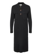 Objnoelle Polo Knit Dress Knælang Kjole Black Object