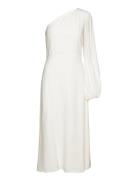 Dania 1-Shoulder Dress Long Midi Length Knælang Kjole White IVY OAK