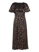 Ingrid Inu Sat Drape Midi Dres Knælang Kjole Multi/patterned French Co...