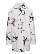 Monogram Aop Teddy Coat Jakke Grey Calvin Klein