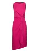 Str Matte Jersey-Dress Knælang Kjole Pink Lauren Ralph Lauren