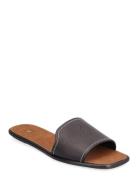 Vachetta Leather Slide Sandal Flade Sandaler Black Polo Ralph Lauren