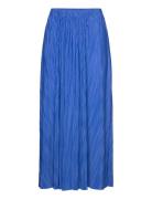 Slfsimsa Midi Plisse Skirt Noos Knælang Nederdel Blue Selected Femme