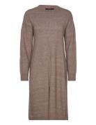 Vmphillis Ls O-Neck Slit Dress Ga Boo Knælang Kjole Brown Vero Moda