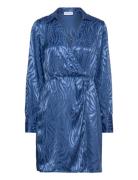 Visatabu L/S Shirt Wrap Dress / B Knælang Kjole Blue Vila