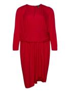 Ruched Stretch Jersey Surplice Dress Knælang Kjole Red Lauren Women
