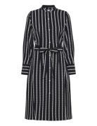 Argyle Stripe Midi Shirt Dress Knælang Kjole Black Tommy Hilfiger