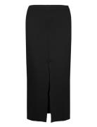 Midi-Skirt With Front Slit Knælang Nederdel Black Mango