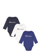 3Pk Longsleeve Bodysuits Langærmet Body Multi/patterned Champion