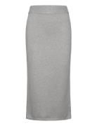 Ribbed Midi Skirt Knælang Nederdel Grey Mango