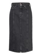 Claire Hgh Midi Skirt Ah7185 Knælang Nederdel Black Tommy Jeans