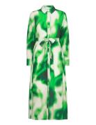 Slfclaudine Ls Ankle Shirt Dress B Knælang Kjole Green Selected Femme