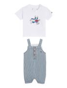 Baby Striped Dungaree Set Sets Sets With Short-sleeved T-shirt Multi/p...