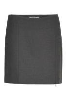 Side Zipper Mini Skirt Kort Nederdel Grey Mango