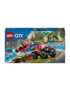 Firhjulstrukket Brandbil Med Redningsbåd 60412 Toys Lego Toys Lego cit...