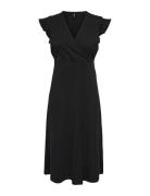 Onlmay Life S/L Wrap Midi Dress Jrs Knælang Kjole Black ONLY