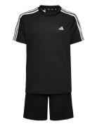 U Tr-Es 3S Tset Sets Sets With Short-sleeved T-shirt Black Adidas Spor...
