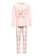 Pajama Placment Check Pyjamassæt Pink Lindex