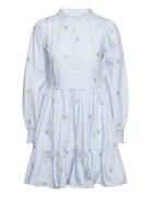 Miluna Embroidery Dress Kort Kjole Blue NORR