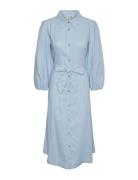 Yasflaxy 3/4 Linen Shirt Dress Noos Knælang Kjole Blue YAS