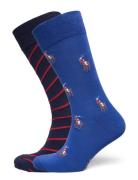 Bci Combed Cotton-2Pk Aopp/Stripe Underwear Socks Regular Socks Blue P...