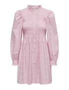 Onlpi Aspen L/S Smock Dress Wvn Cs Knælang Kjole Pink ONLY