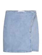 Buckle Wrap A-Line Denim Skirt Kort Nederdel Blue Calvin Klein Jeans