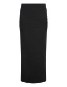 Soft Touch Ruched Long Skirt Lang Nederdel Black Gina Tricot