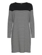 Striped Cotton Boatneck Dress Kort Kjole Black Lauren Women