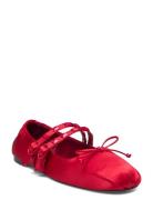 Satin Ballerinas With Studs Ballerinasko Ballerinaer Red Mango