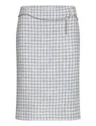 Tweed Midi Skirt Knælang Nederdel Blue Mango