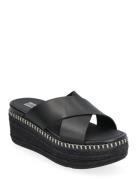 Eloise Espadrille Leather Wedge Cross Slides Shoes Summer Shoes Platfo...