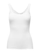 Rwbabette Silk Sl Deep Back Lace To Tops T-shirts & Tops Sleeveless Wh...