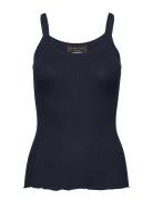 Silk Top W/ Elastic Tops T-shirts & Tops Sleeveless Navy Rosemunde