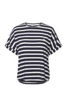 Softness Stripe Ss T-Shirt Tops T-shirts & Tops Short-sleeved Navy Mis...