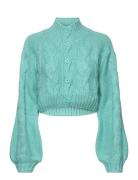 Short Cardigan Tops Knitwear Cardigans Blue Barbara Kristoffersen By R...