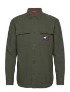 Tjm Sherpa Lined Overshirt Tops Shirts Casual Khaki Green Tommy Jeans