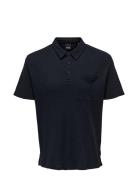 Onsalf Reg Waffle Ss Polo Tops Polos Short-sleeved Navy ONLY & SONS